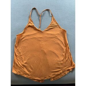 Lululemon M tangerine orange racerback open back gym modal silk yoga tank top fl